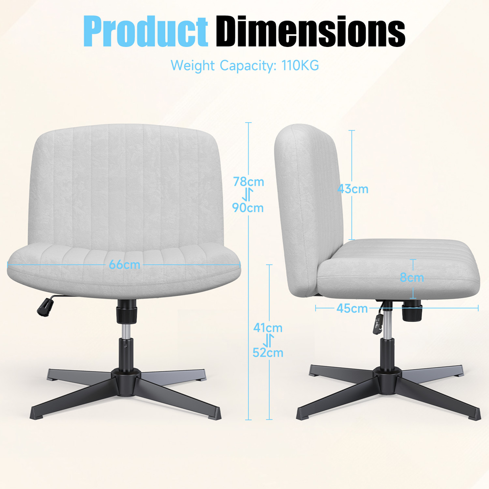 Rattrix Grey Flannel Height Adjustable Ergonomic Cross Legged Office Chair with Mid Back Support Image 9