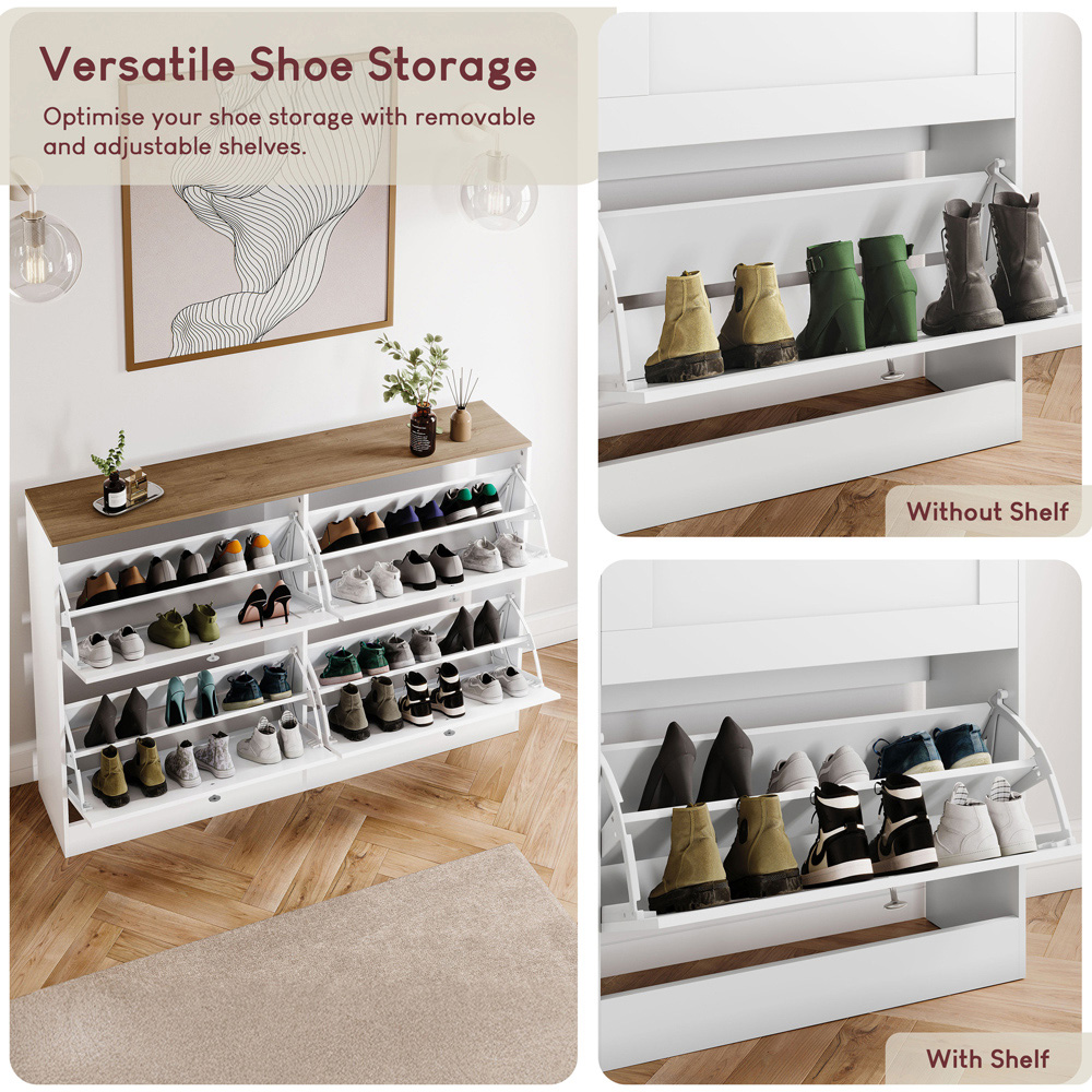 VIDA DESIGNS 4 Drawer White and Oak Effect Shoe Cabinet Image 6