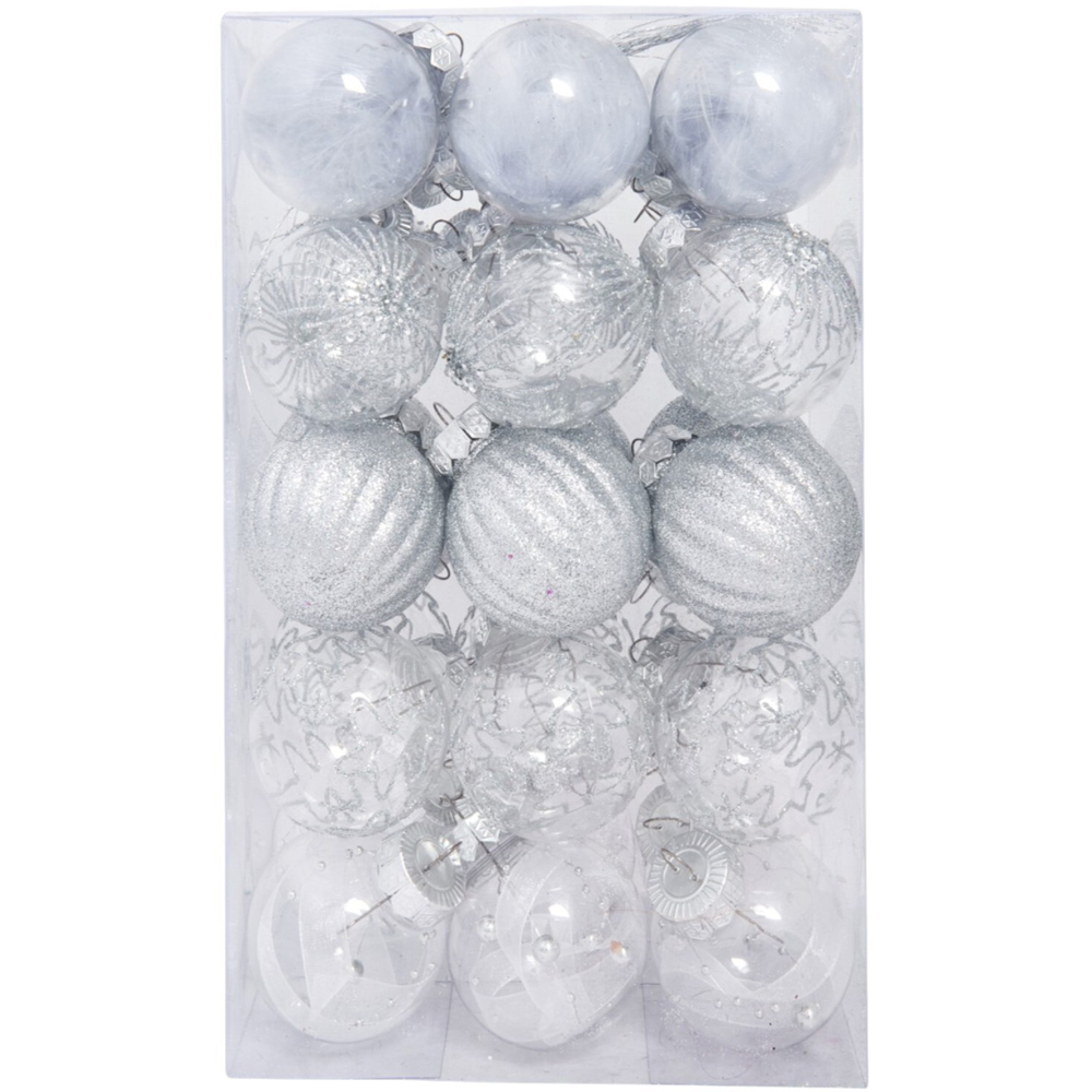 Pack of 30 Silver Baubles Image 9
