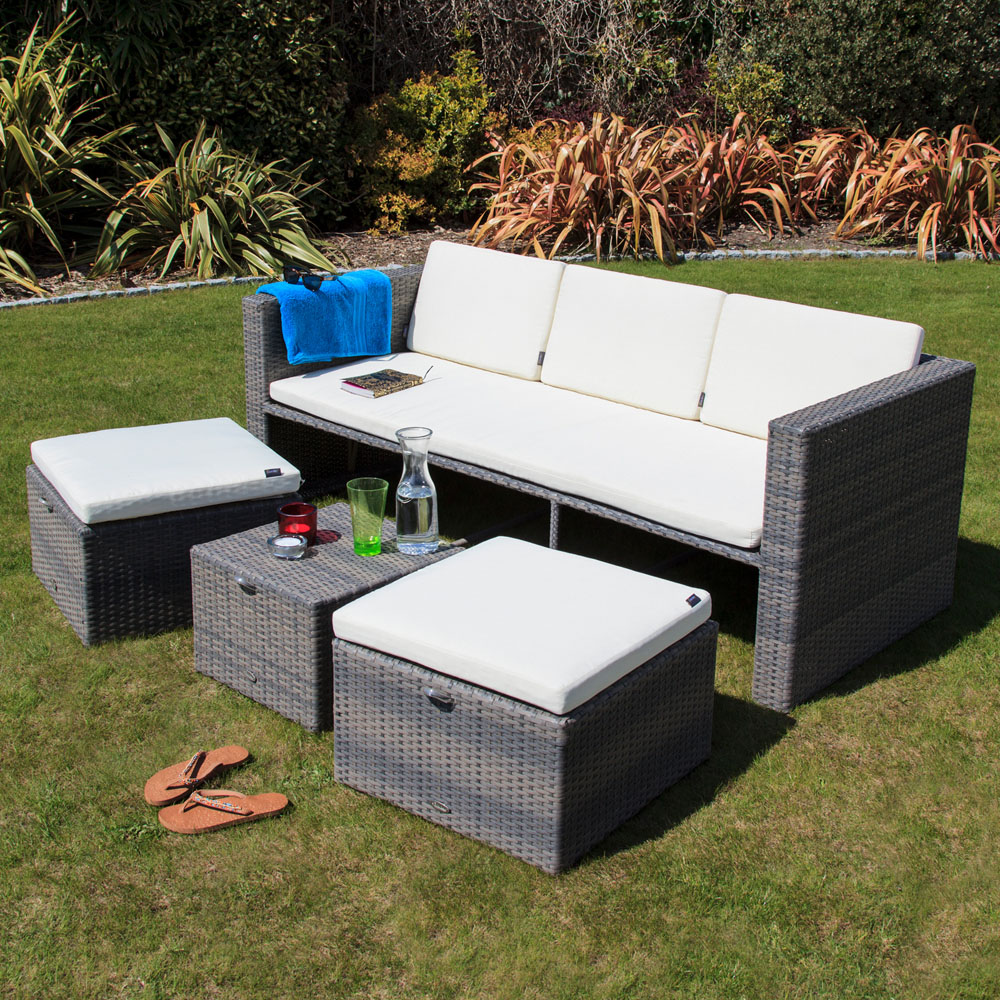 Oseasons Mayson 5 Seater Walnut Natural Rattan Lounge Set Image 3