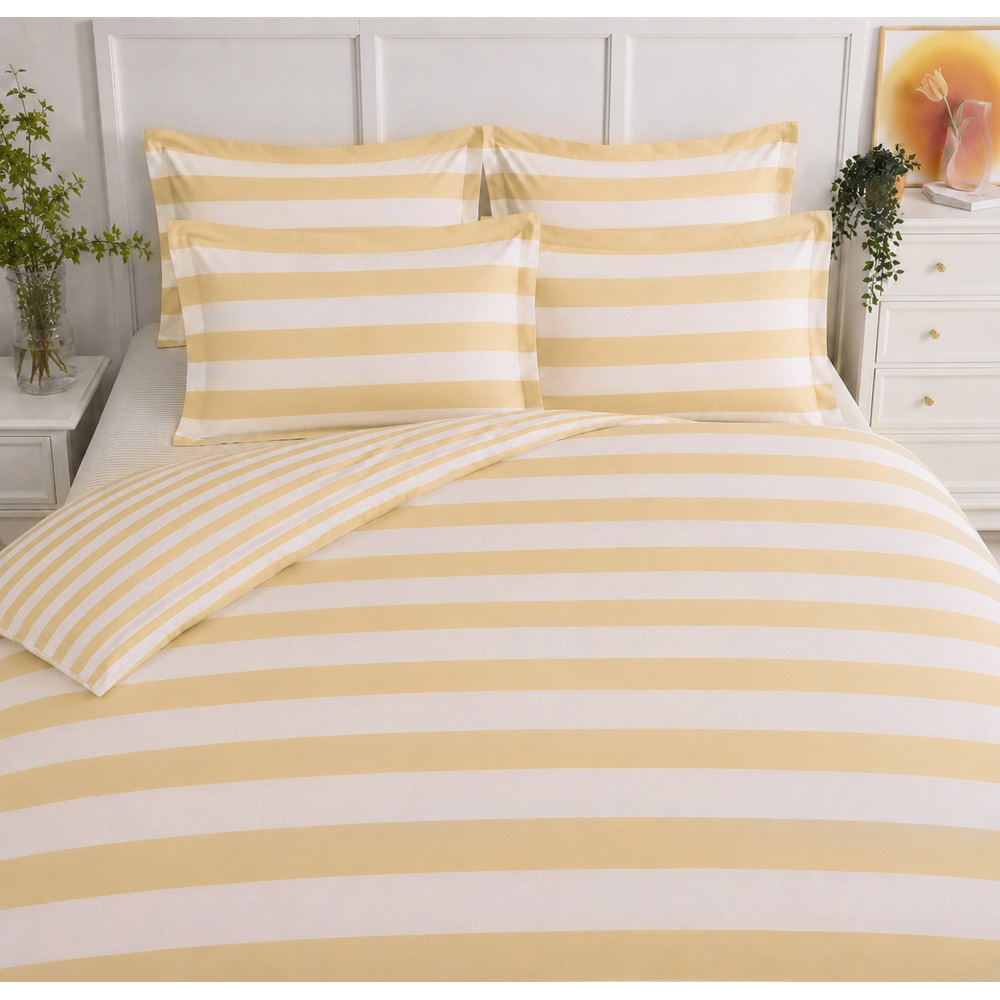 Sweet Dreams Single Lyndon Stripe Desert Sand Duvet Cover Set Image 2