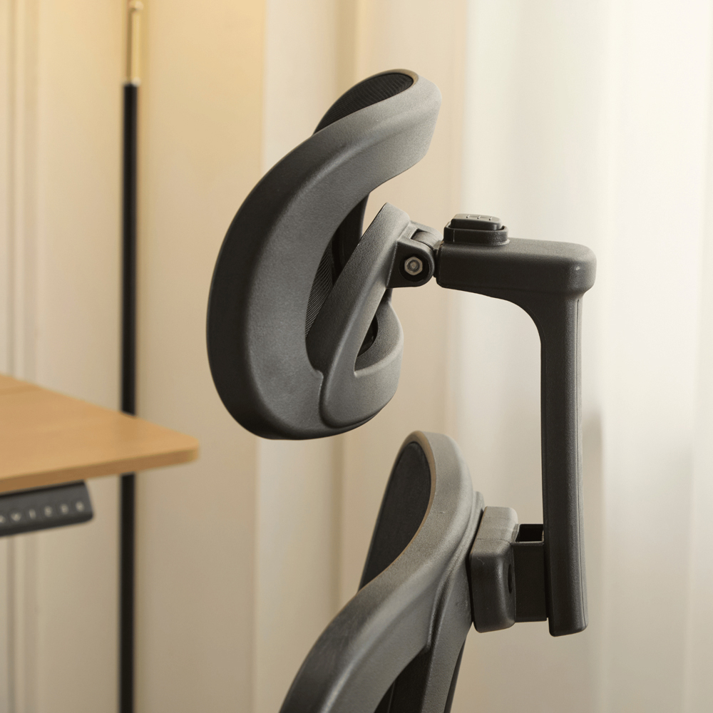 Home Source Lumo Black Ergonomic Mesh Computer Chair with Adjustable Armrest and Headrest Image 4