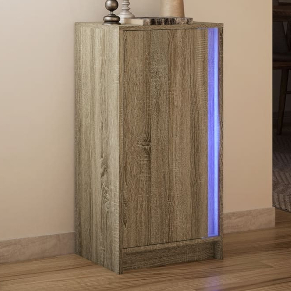 vidaXL Single Door Sonoma Oak Sideboard with RGB LED Lights Image 1