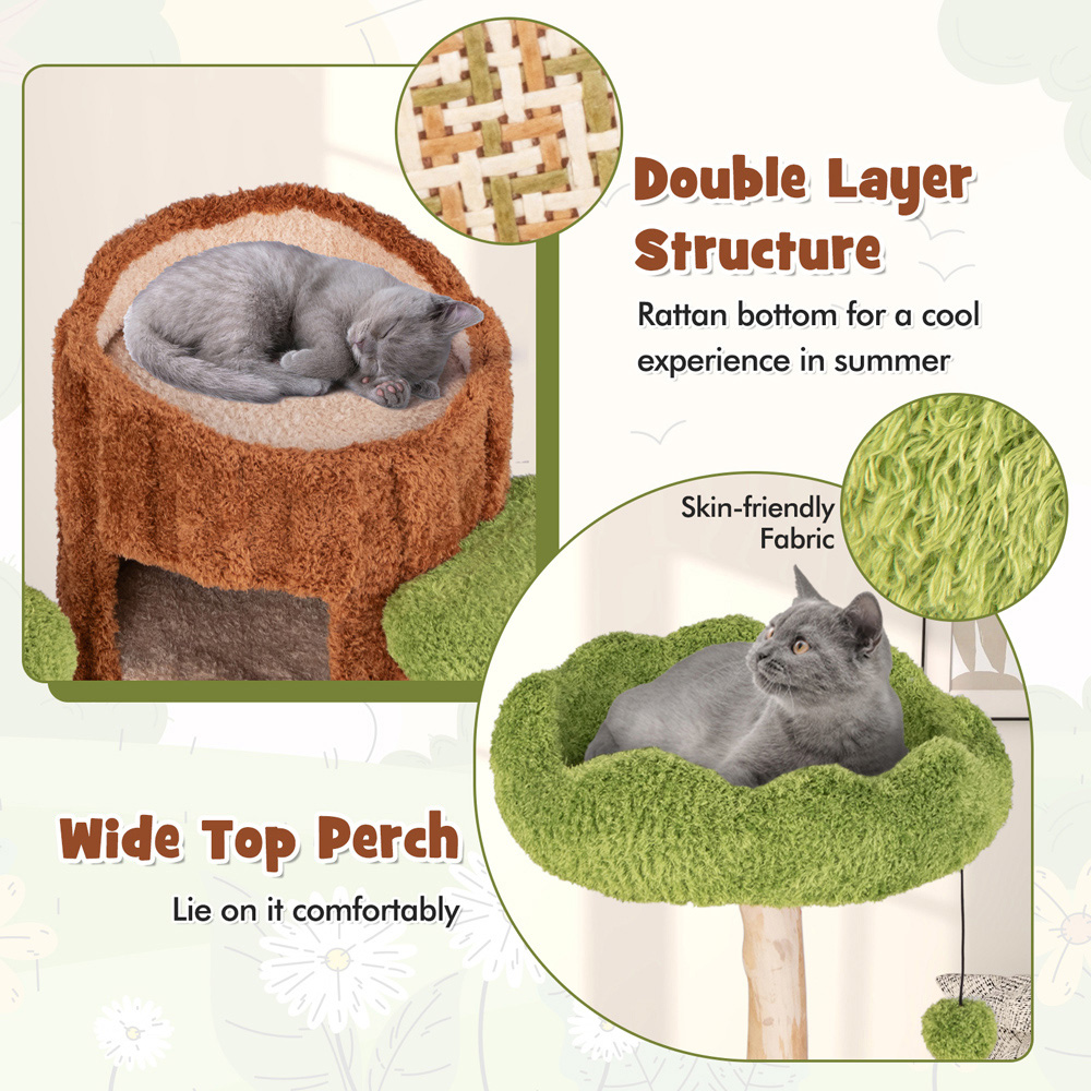 Costway Brown Multi Level Cat Tree Tower Image 5