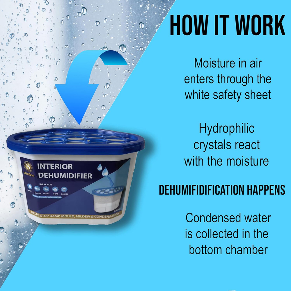 Shatchi 40 Pack 500ml Moisture Absorber Interior Dehumidifier Tub Image 7