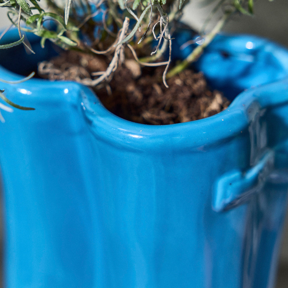 Dibor Bright Blue Double Wellington Planter 17cm Image 5