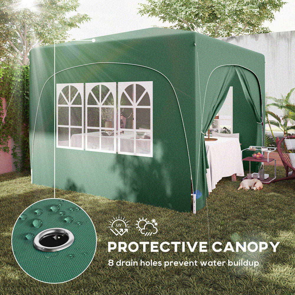 Outsunny 3 x 3m Dark Green UPF50+ Pop Up Gazebo with Sides and Carry Bag Image 6