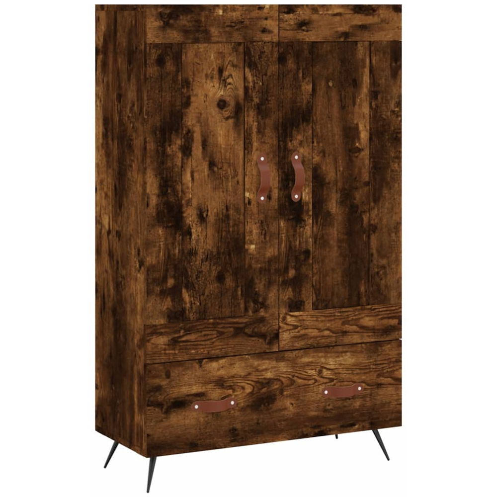 vidaXL 2 Door Single Drawer Smoked Oak Highboard Image 2