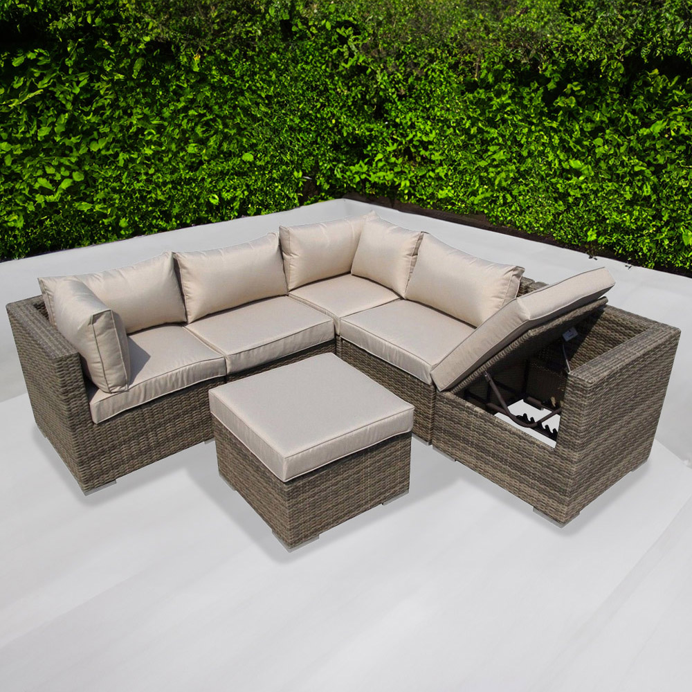 Furniture One 6 Seater Yellow Corner Sofa Patio Modular Sofa Set Image 1