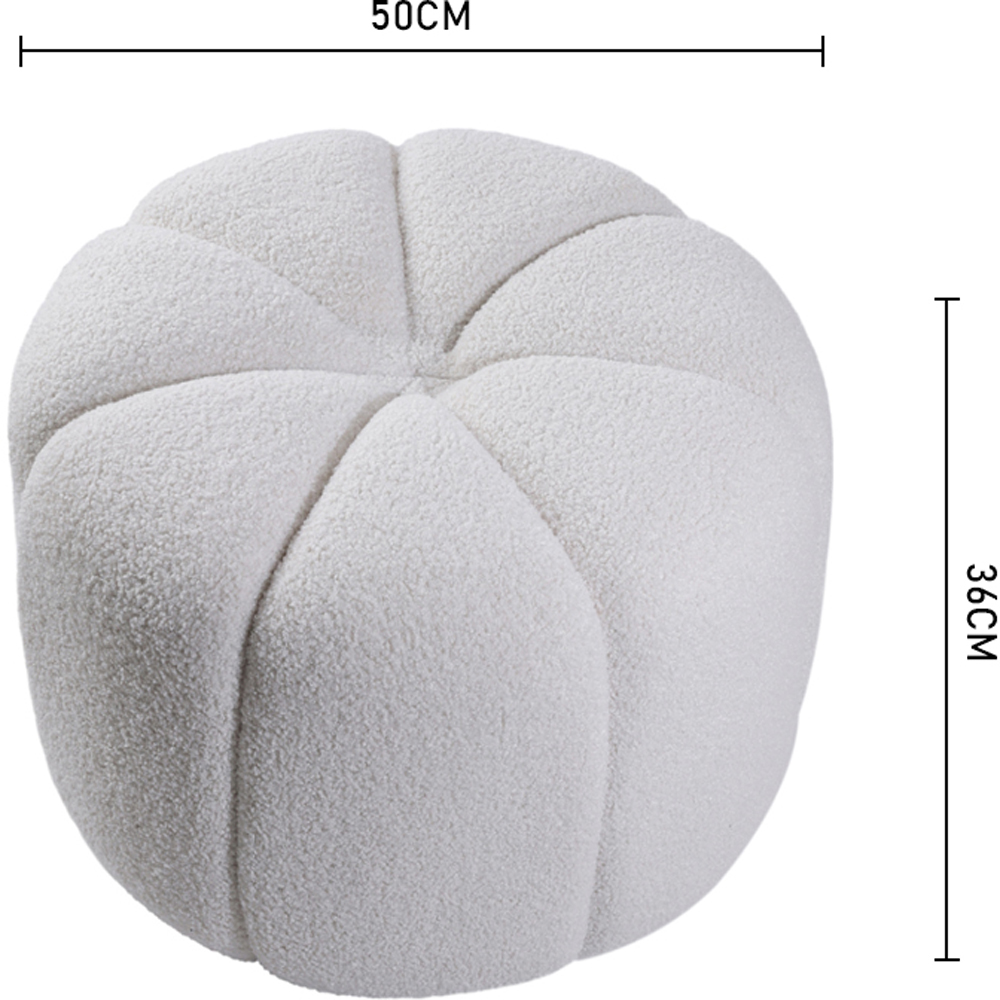 Living and Home White Round Teddy Fabric Footstool Image 9
