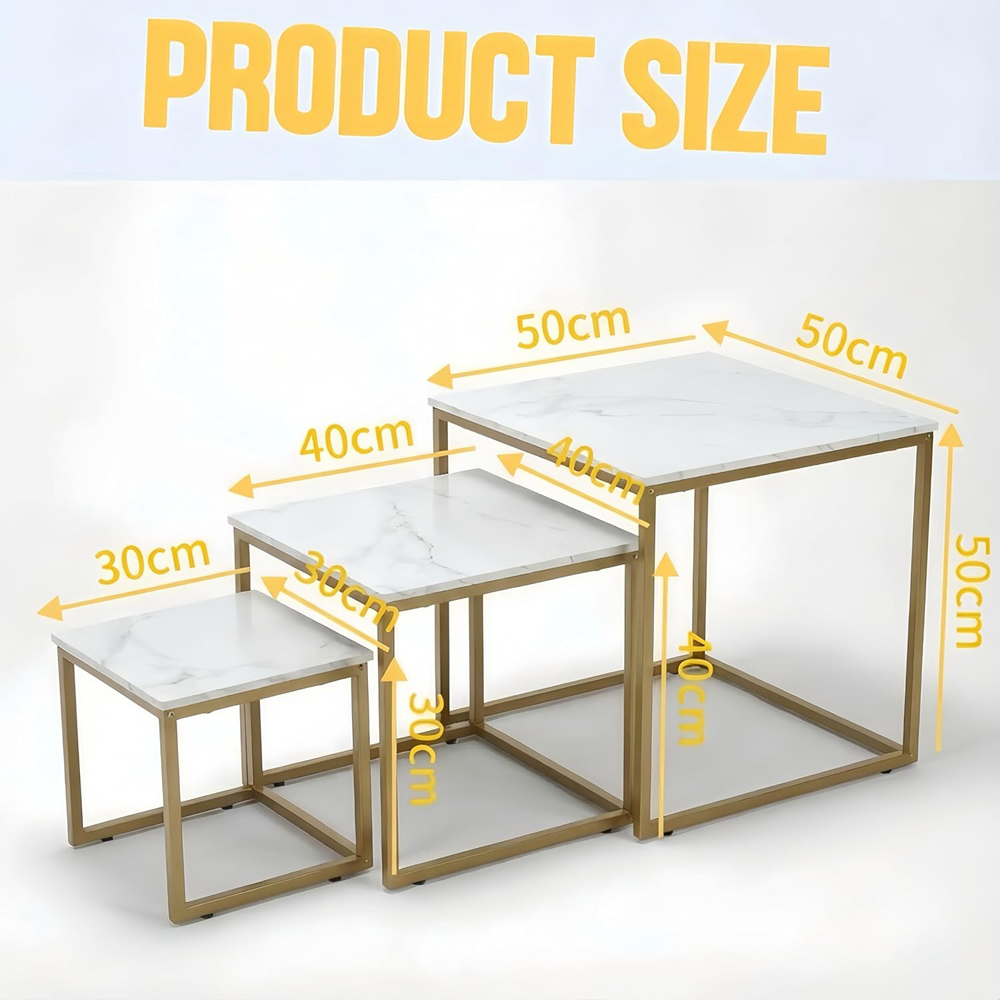 Alivio White Industrial Nest of Tables Set of 3 Image 8