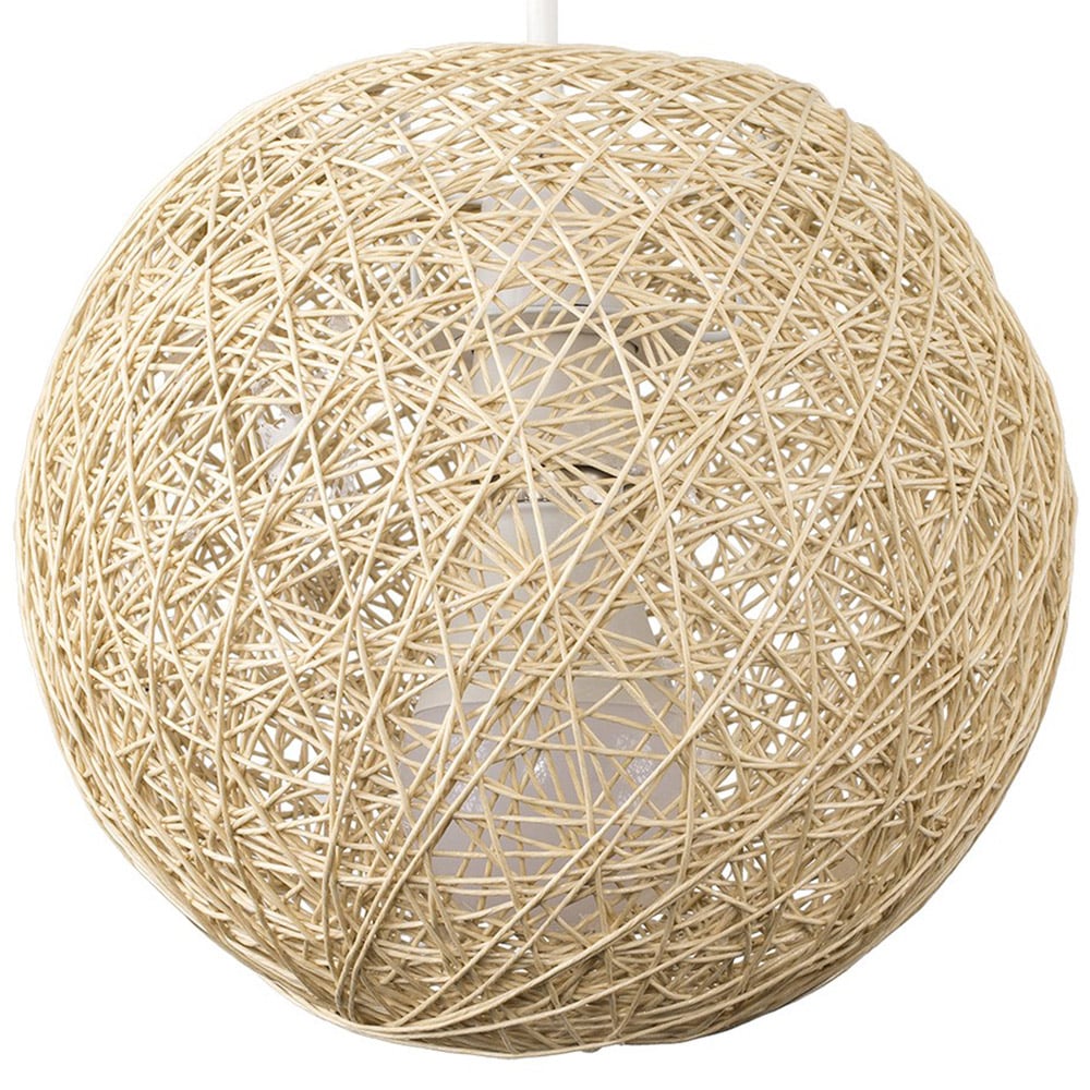 ValueLights Bjorn Cream Rattan Wicker Pendant Shade Small Image 1
