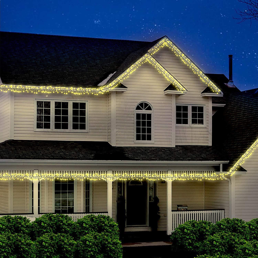 Shatchi 1920 Warm White LED Multifunction Green Cable Christmas Cluster Light 28.8m Image 3