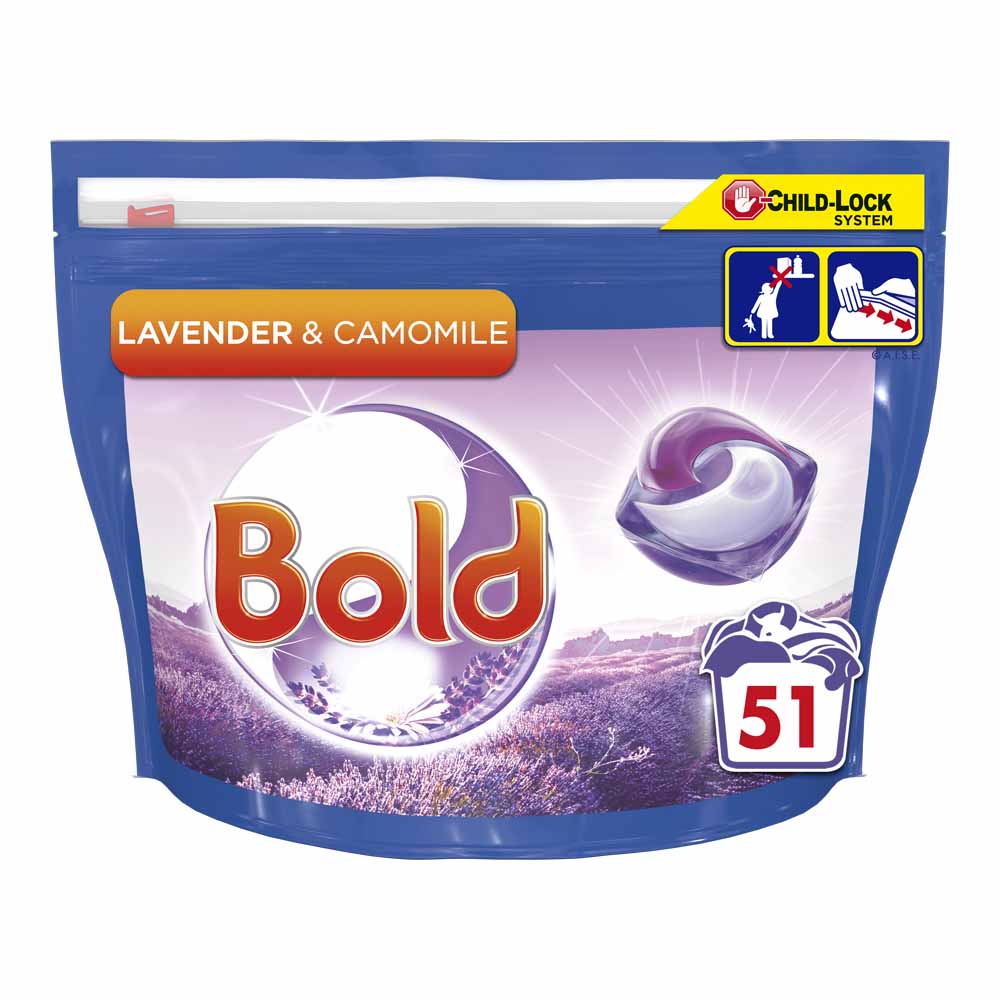 Bold All-in-1 Pods Washing Liquid Capsules Lavender and Camomile 51 Washes Image 1