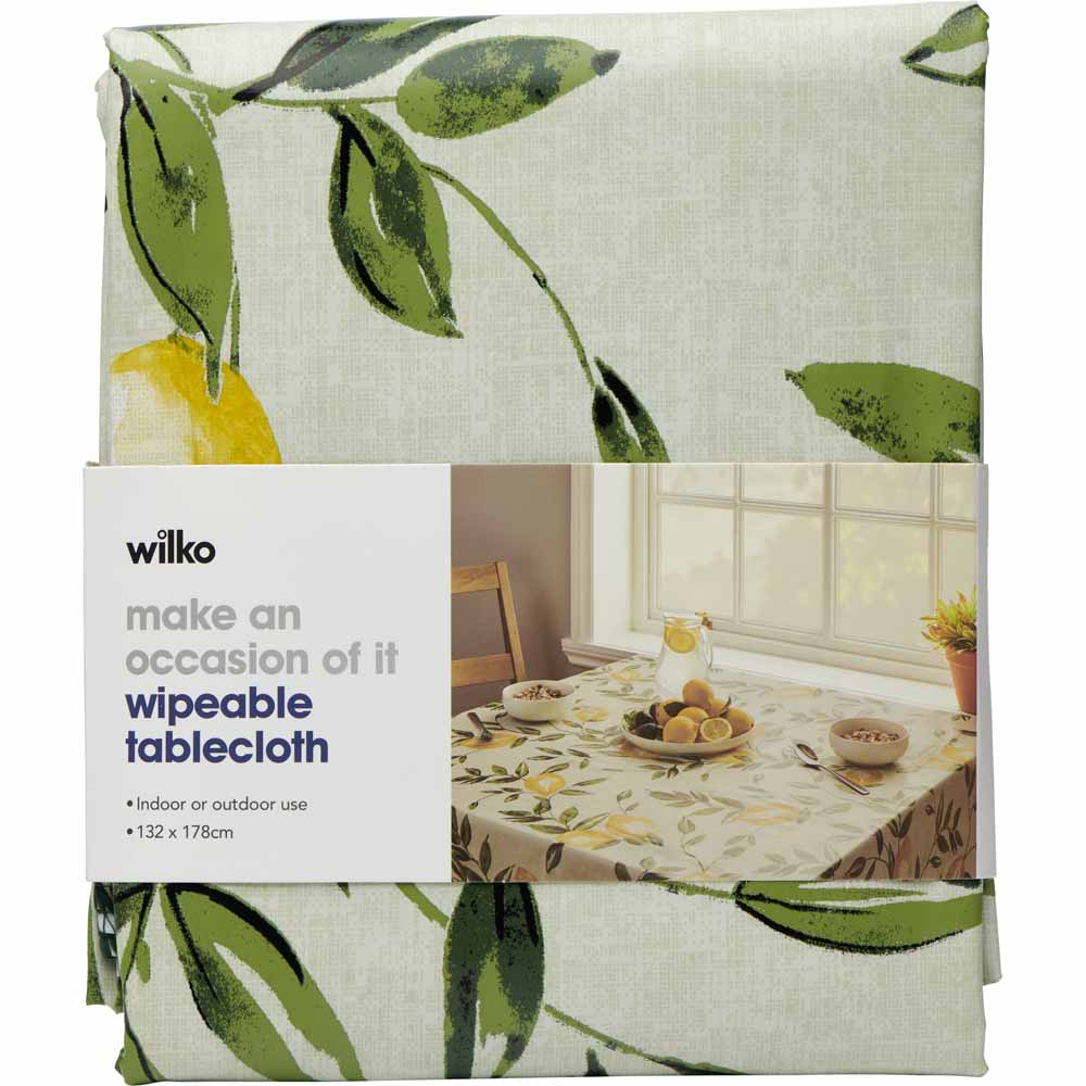 Wilko Lemons PVC Tablecloth 132 x 178cm Image 1