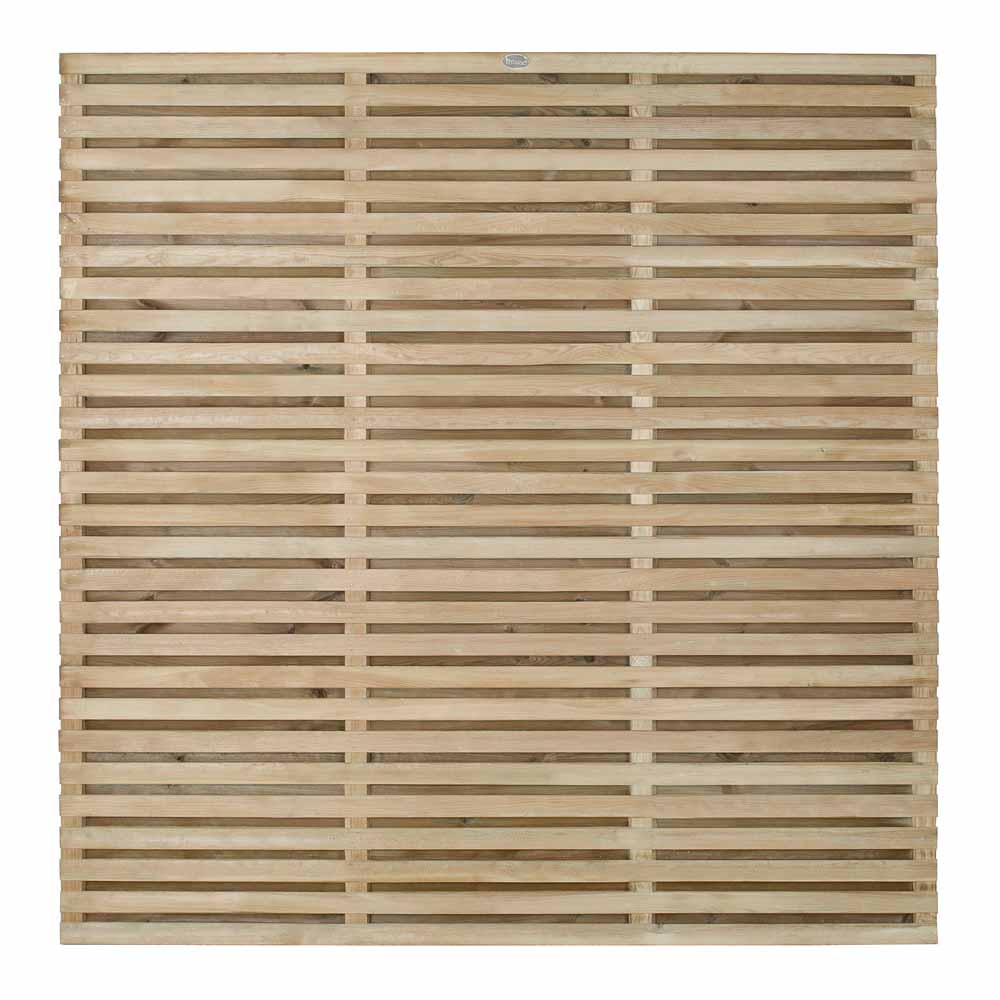 Forest Garden Contemporary Double Slatted 1.8m x 1.8m Pressure Treated Fence Panel Image 5