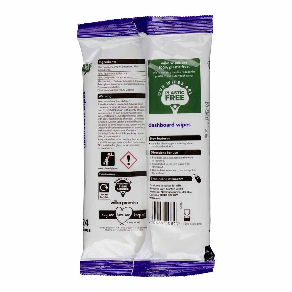 Wilko Plastic Free Car Dashboard Wipes 24pk Image 2