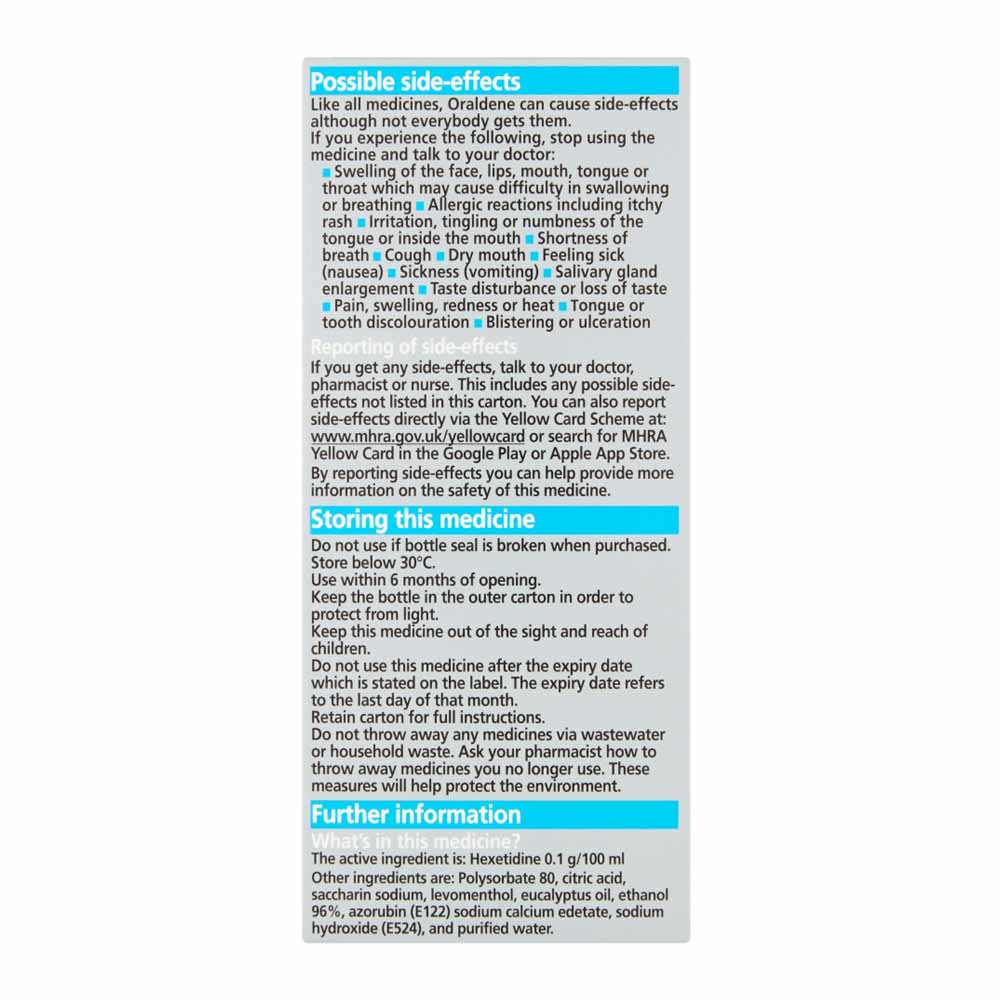 Oraldene Mouthwash 200ml Wilko