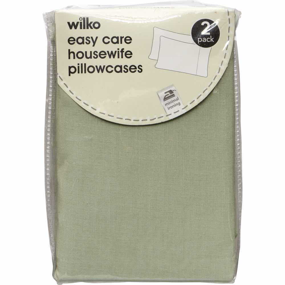 Wilko Sage Housewife Pillowcase Pair Image 3
