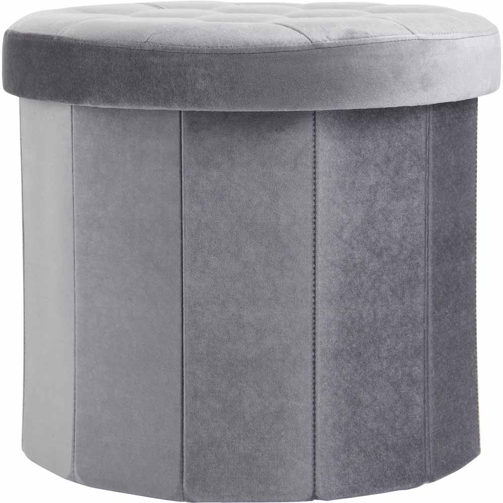 Wilko Grey Foldable Round Storage Stool Image 2