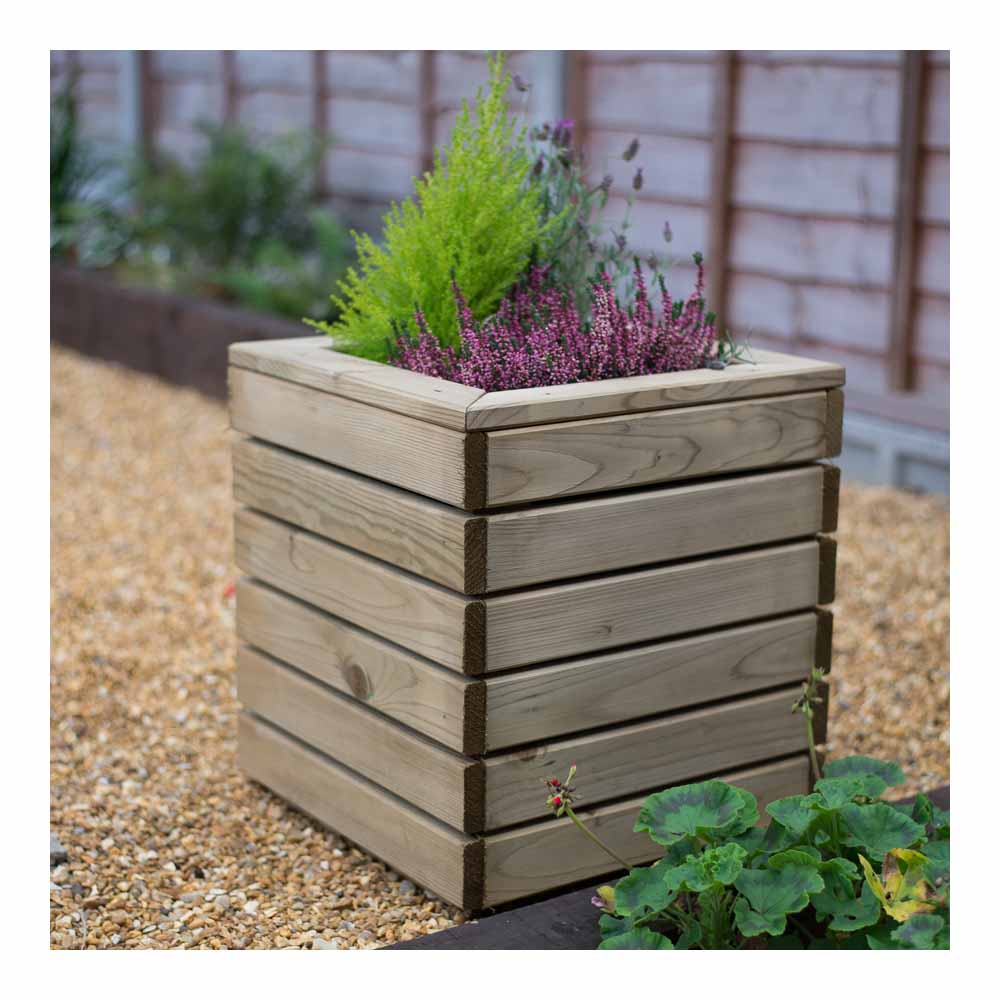 Forest Garden Timber Outdoor Square Linear Planter 40cm Image 3