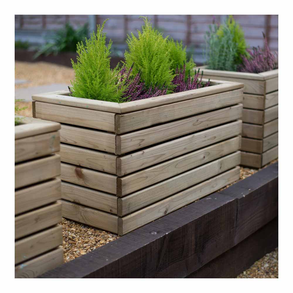 Forest Garden Timber Outdoor Double Linear Planter 40 x 80cm Image 4