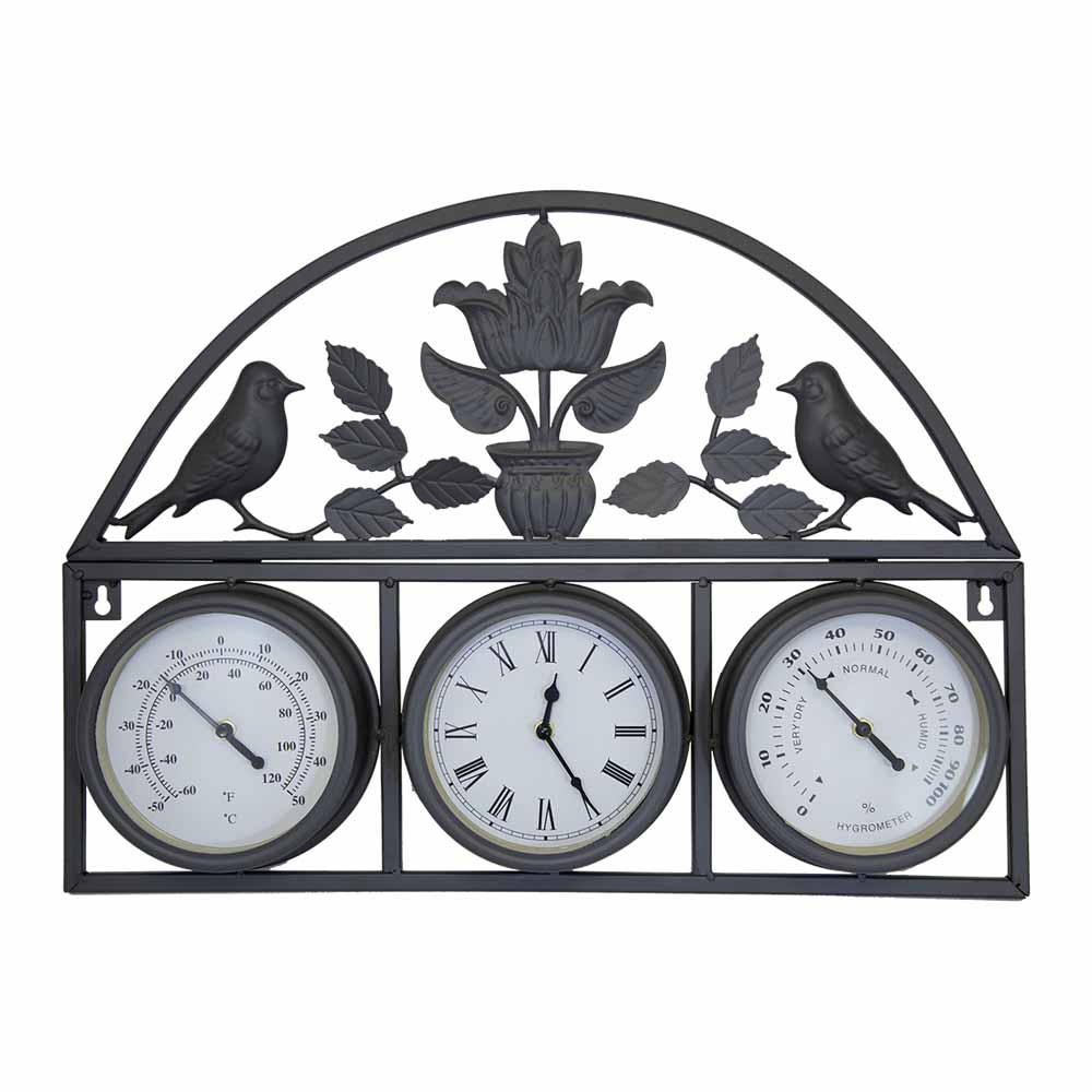 Charles Bentley Wall Clock with Thermometer and Hygrometer Image 1