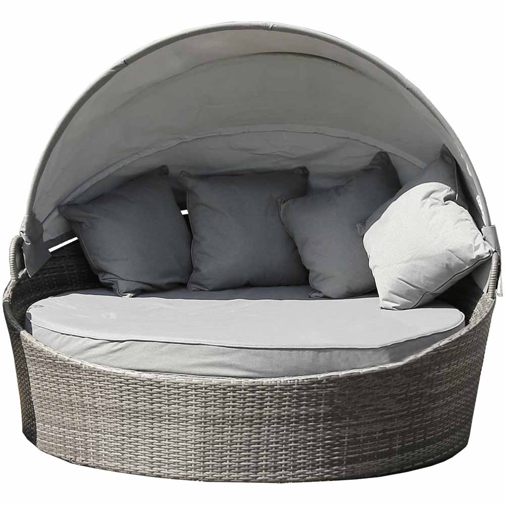 Charles Bentley Rattan Day Bed With Canopy Grey | Wilko