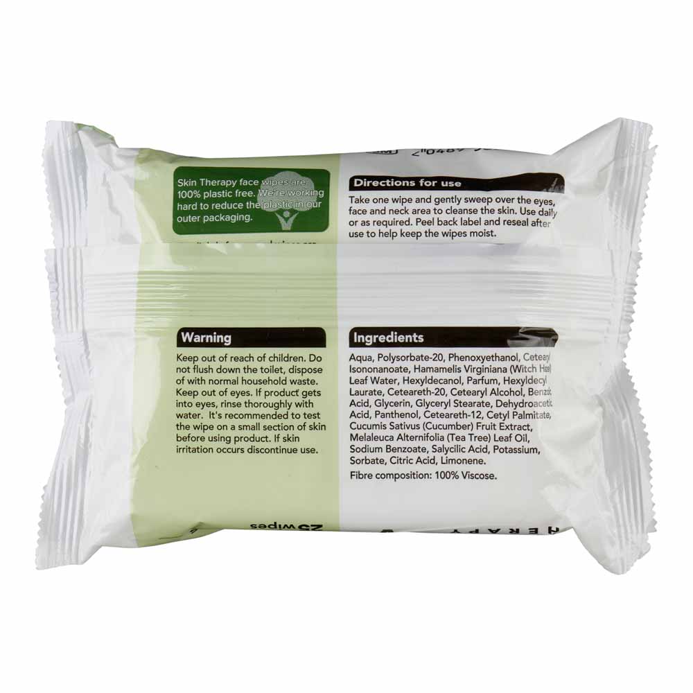 Skin Therapy Plastic Free Tea Tree Face Wipes 25 pack Image 2