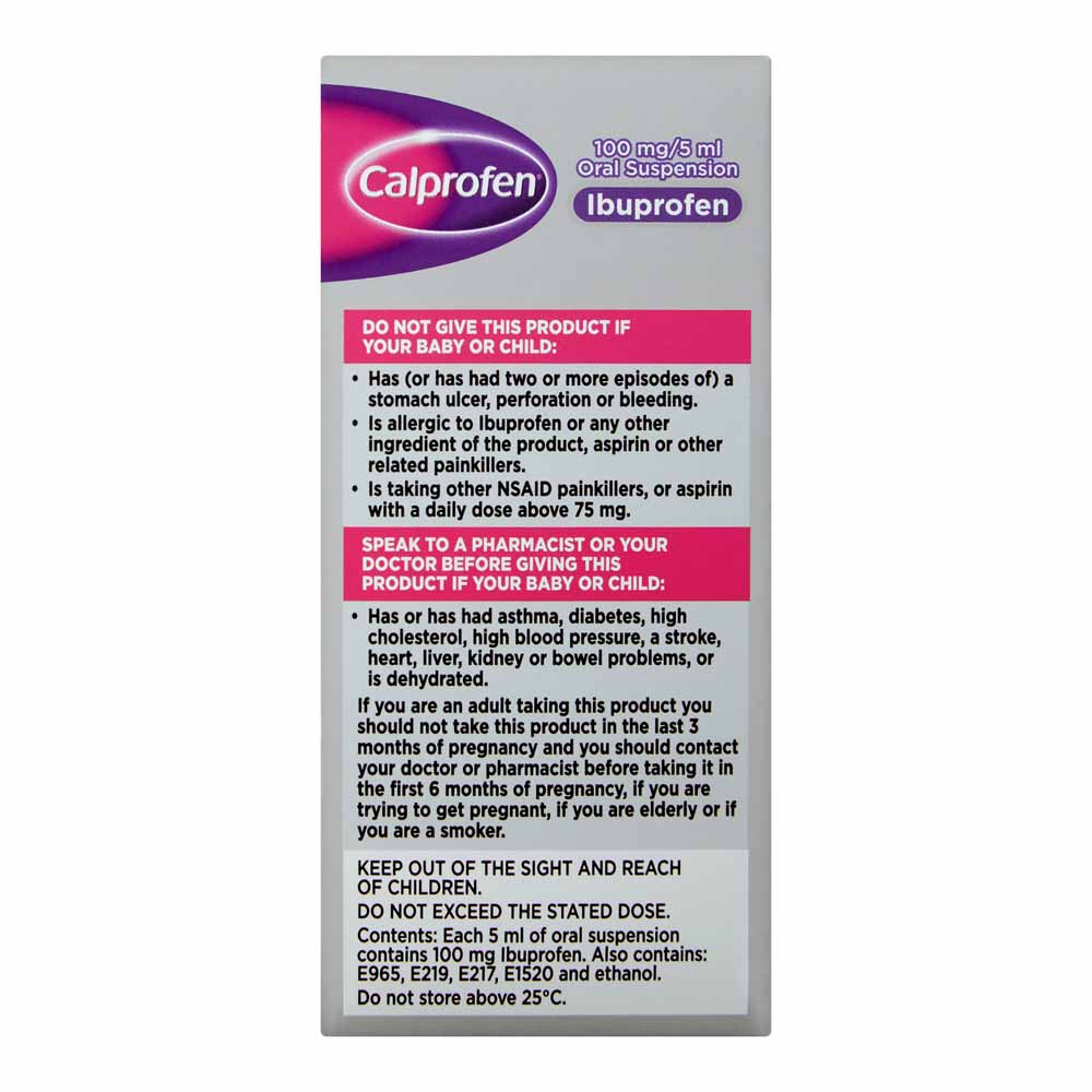 Calprofen Oral Suspension Ibuprofen 3+ Months 100ml Image 3