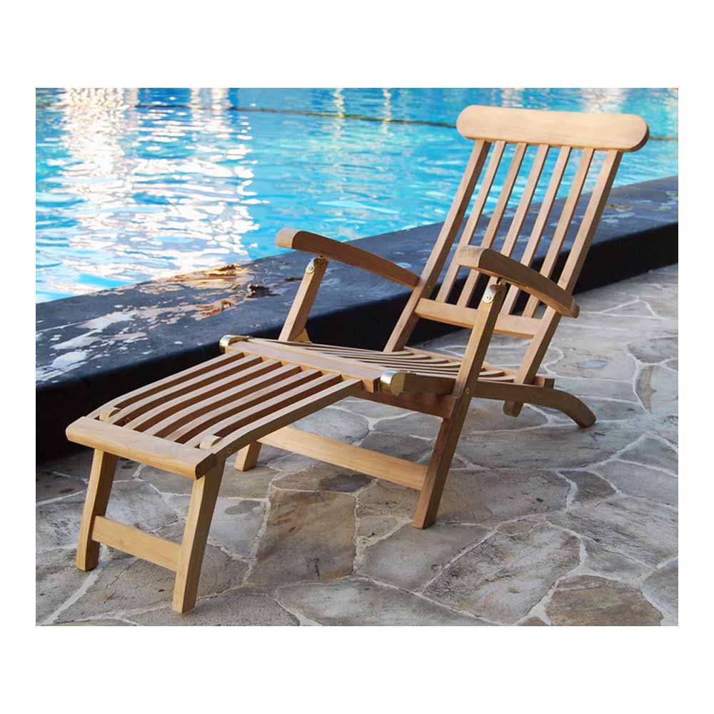 Charles Bentley Teak Steamer Sun Lounger Image 2