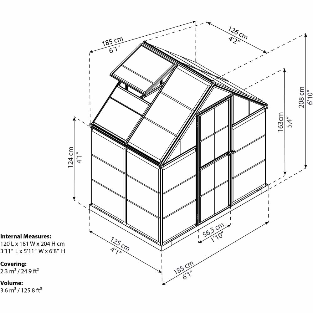 Palram Harmony Green Aluminium 6 x 4ft Greenhouse  Image 6