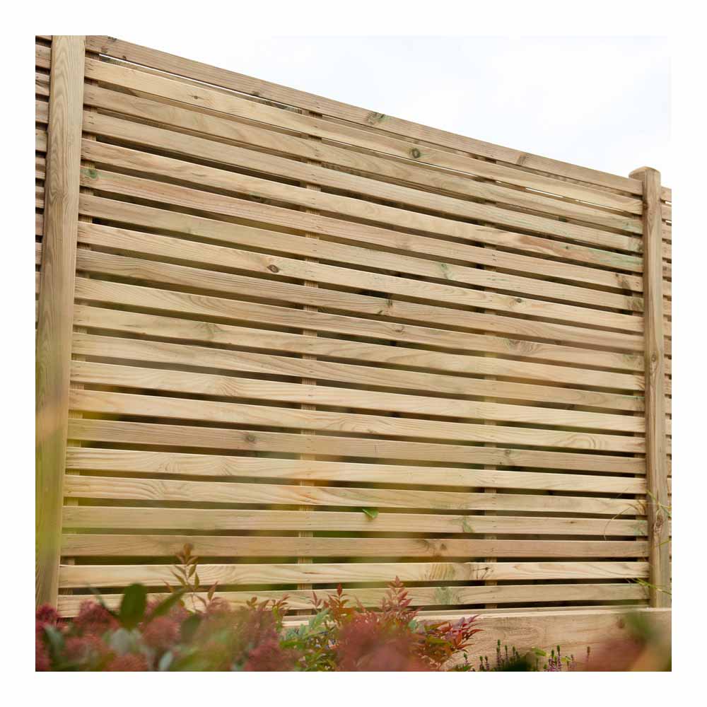 Forest Garden Contemporary Double Slatted Pressur e Treated Fence Panel 6 x 6ft Wilko