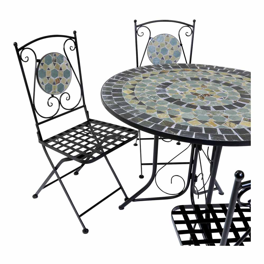 Charles Bentley Blue Mosaic 4 Seater Dining Set Image 2