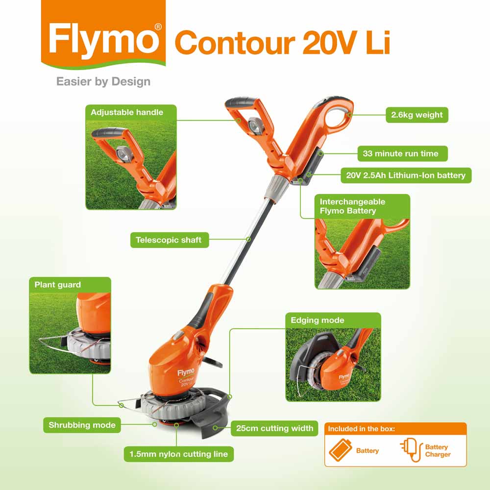 Flymo Contour 20V Cordless Grass Trimmer Image 8