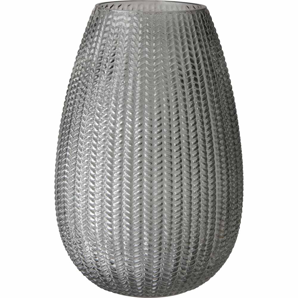 Wilko Glass Patterned Vase Grey Image 1