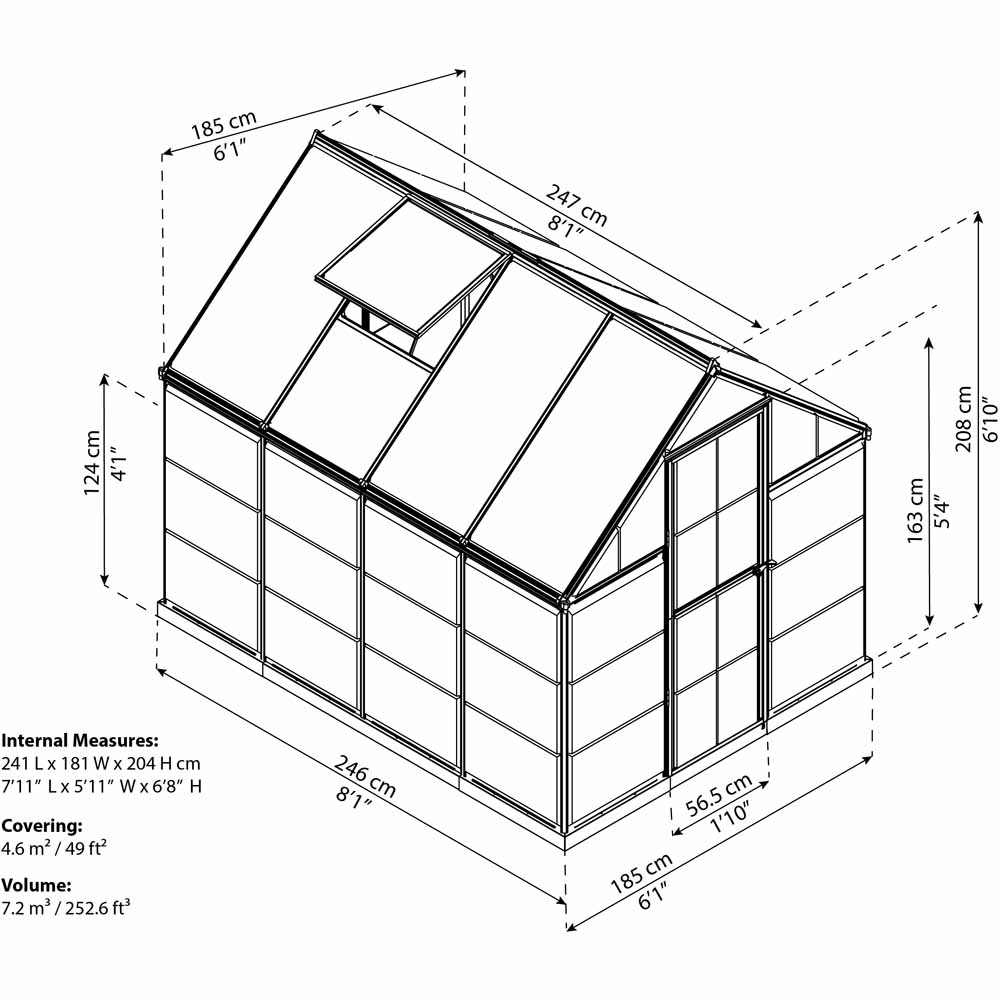 Palram Hybrid Silver 6 x 8ft Greenhouse Image 6