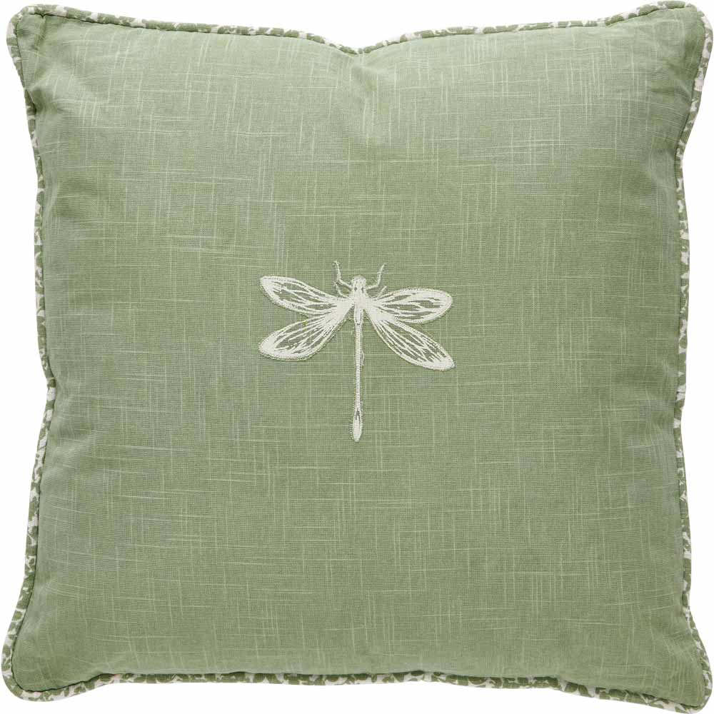 Wilko Green  Dragonfly Cushion 43 x 43cm Image 1