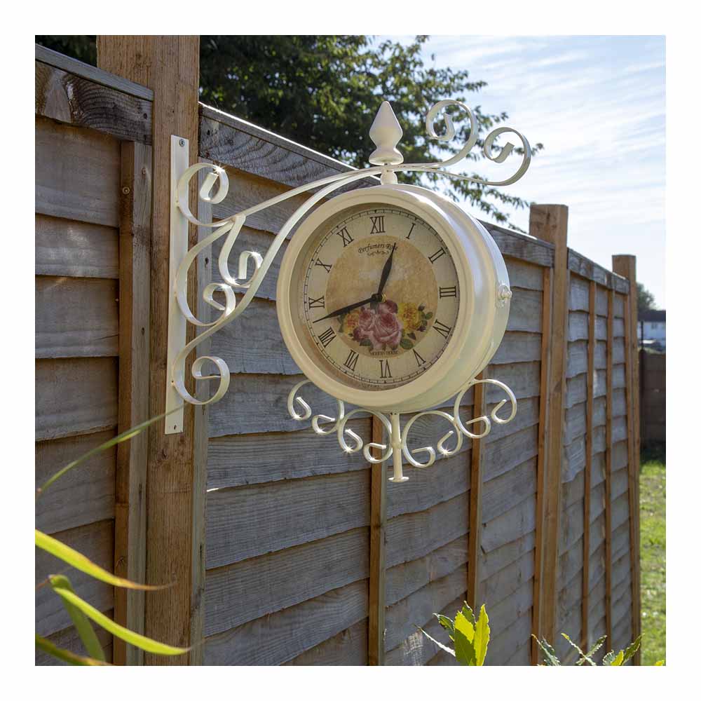 Charles Bentley Cream Vintage Double Sided Garden Clock 40 x 37.5cm Image 2