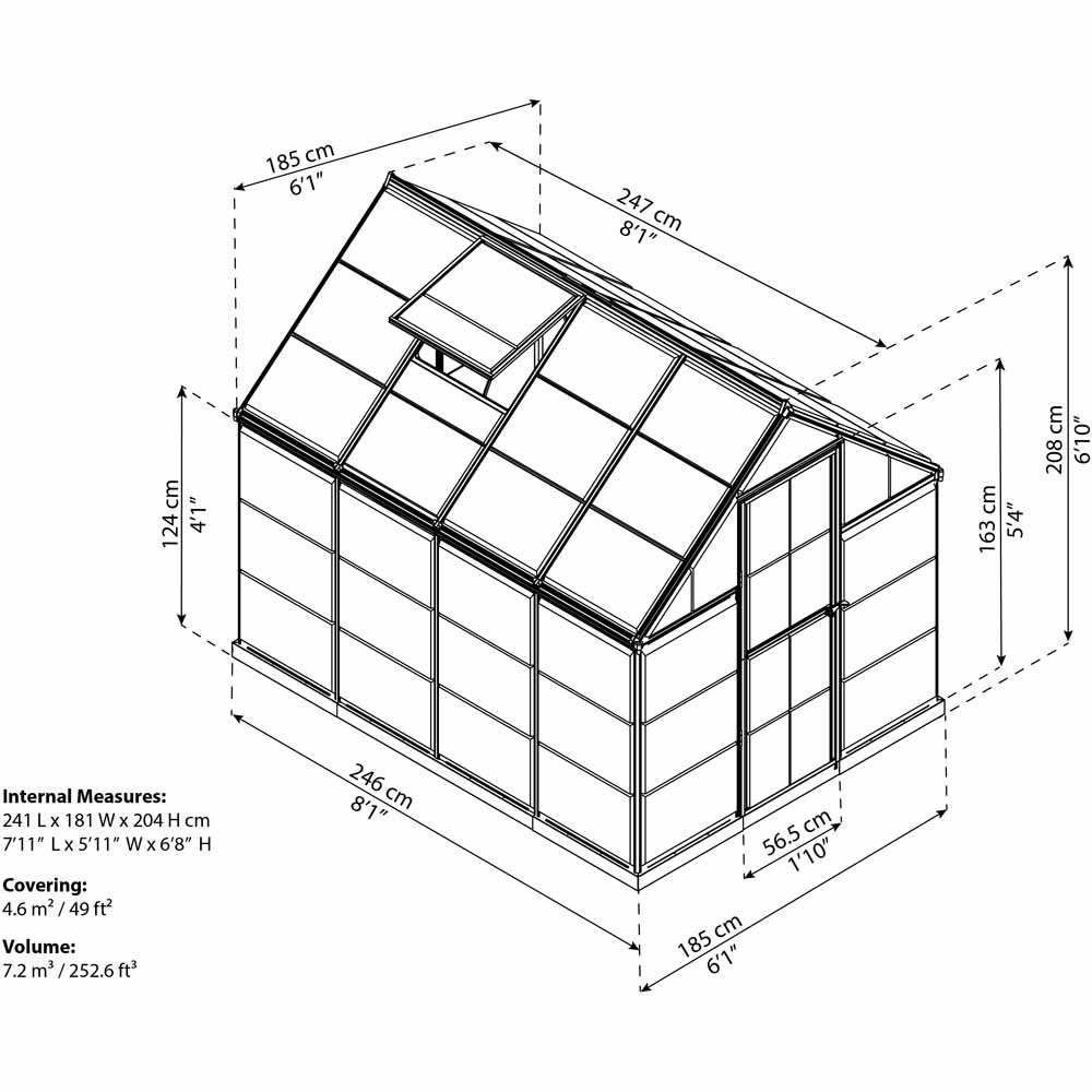 Palram Harmony Green Polycarbonate 6 x 8ft Greenhouse Image 5