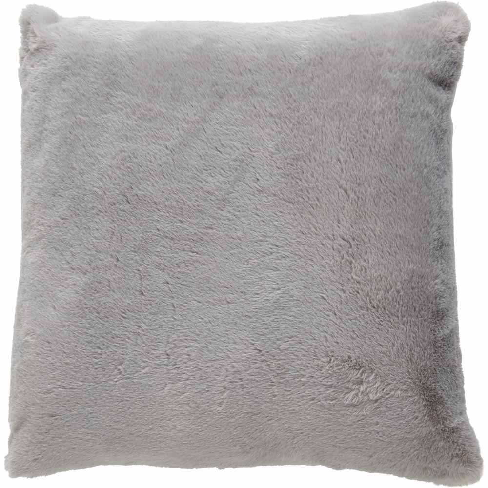 Wilko  Grey Faux Fur Cushion 55x55cm