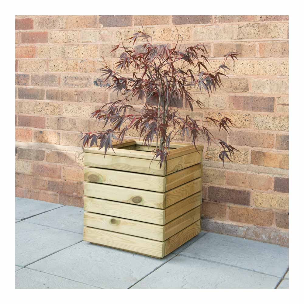 Forest Garden Timber Outdoor Square Linear Planter 40cm Image 1