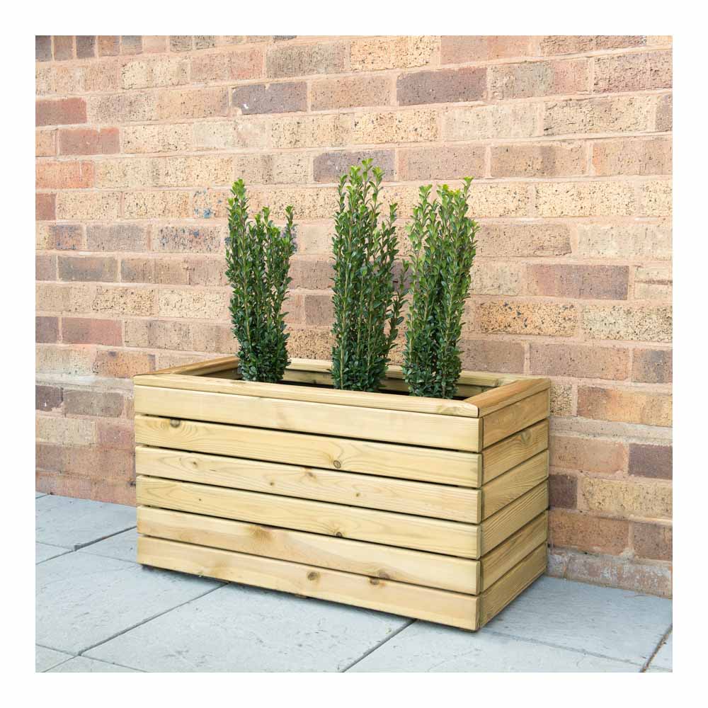 Forest Garden Timber Outdoor Double Linear Planter 40 x 80cm Image 1