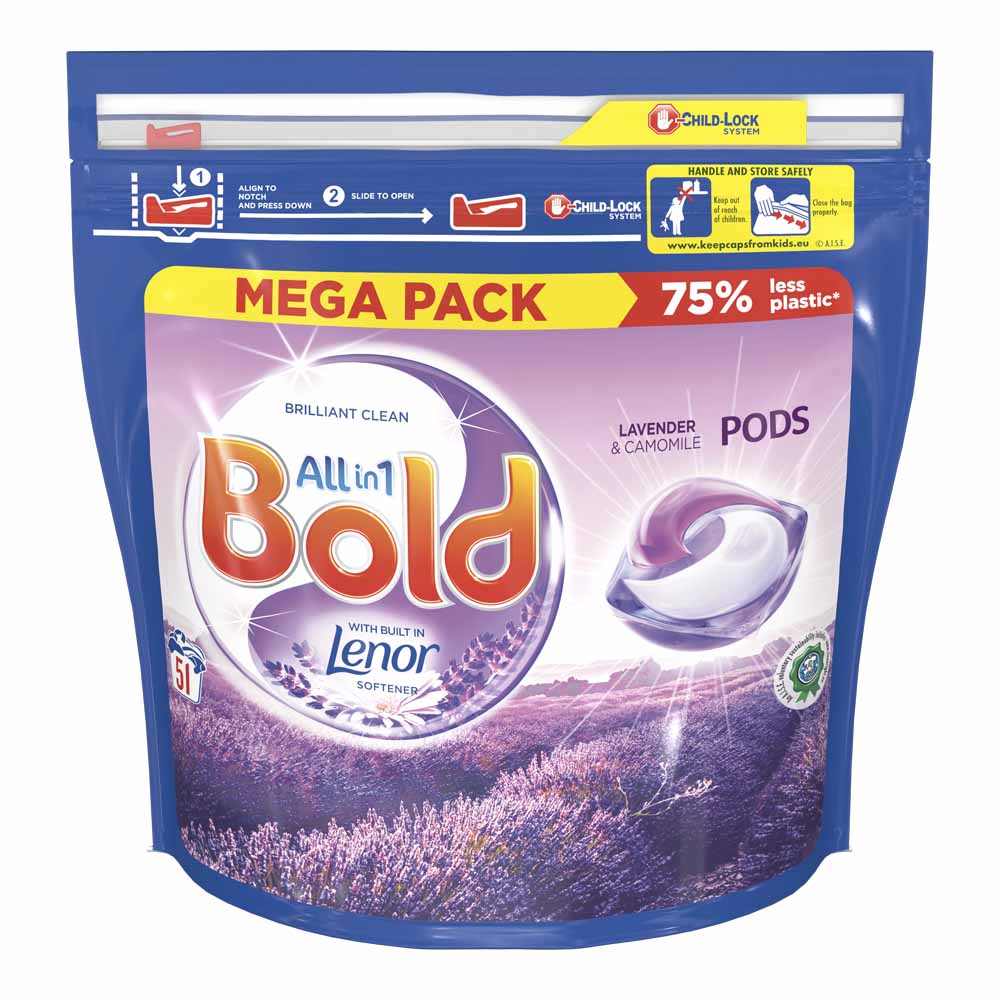 Bold All-in-1 Pods Washing Liquid Capsules Lavender and Camomile 51 Washes Image 2