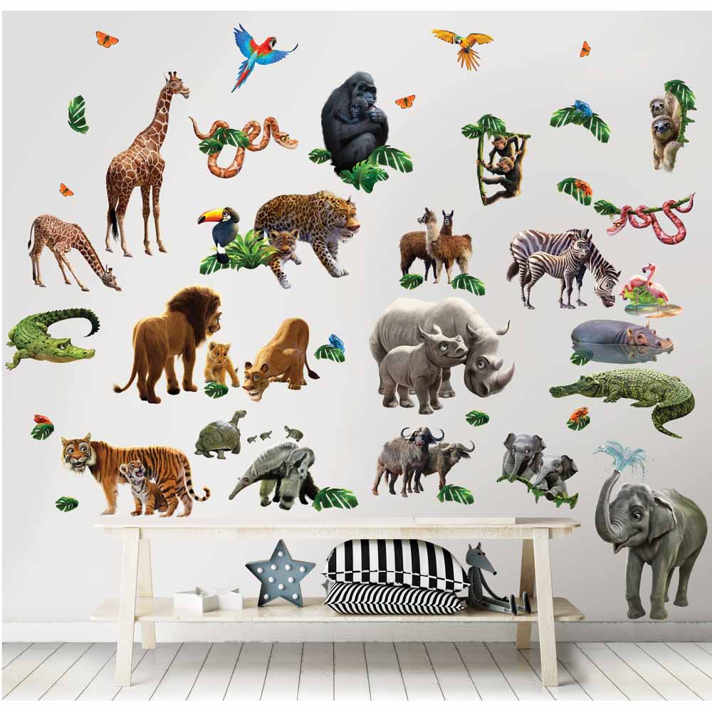 Walltastic Jungle Adventure Room Wall Stickers Décor Kit 65 Pack