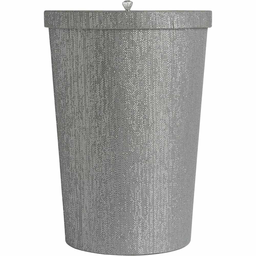 Wilko Silver Glitter Laundry Bin Round Paperloom, Cardboard, non-woven