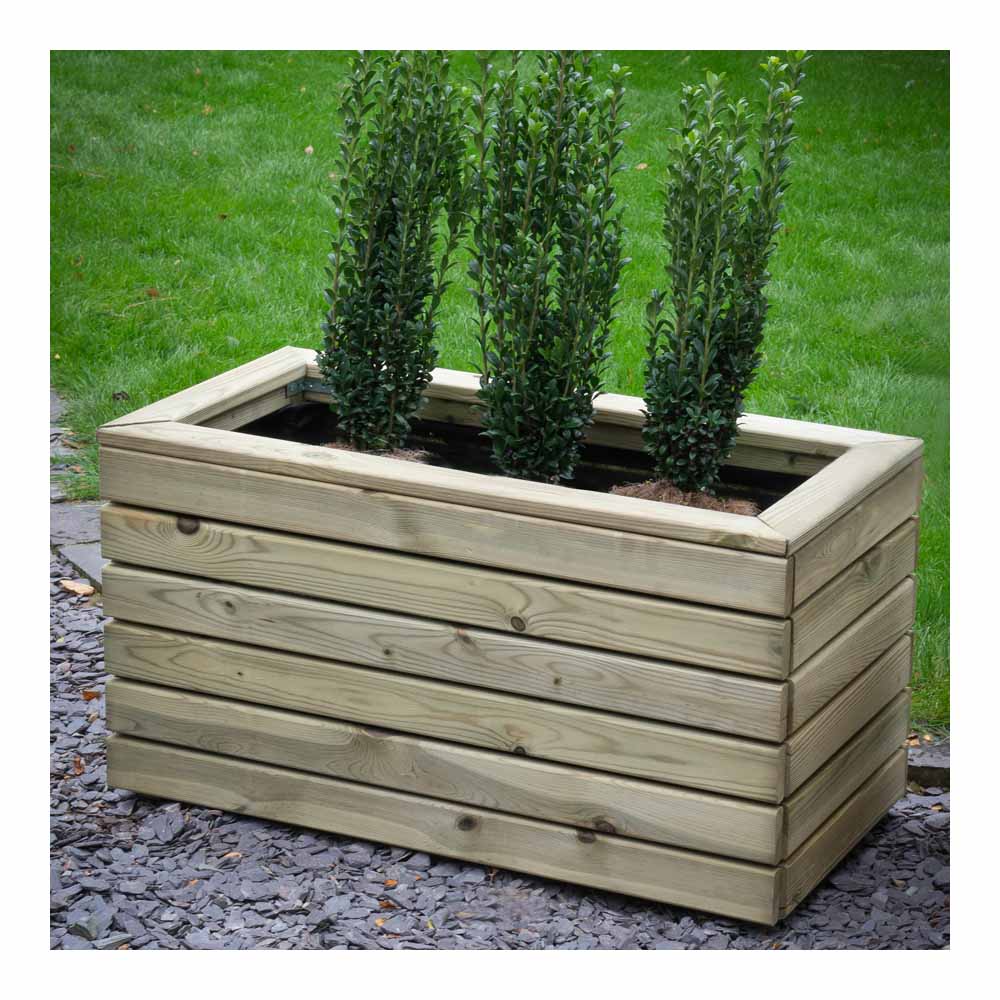 Forest Garden Timber Outdoor Double Linear Planter 40 x 80cm Image 2