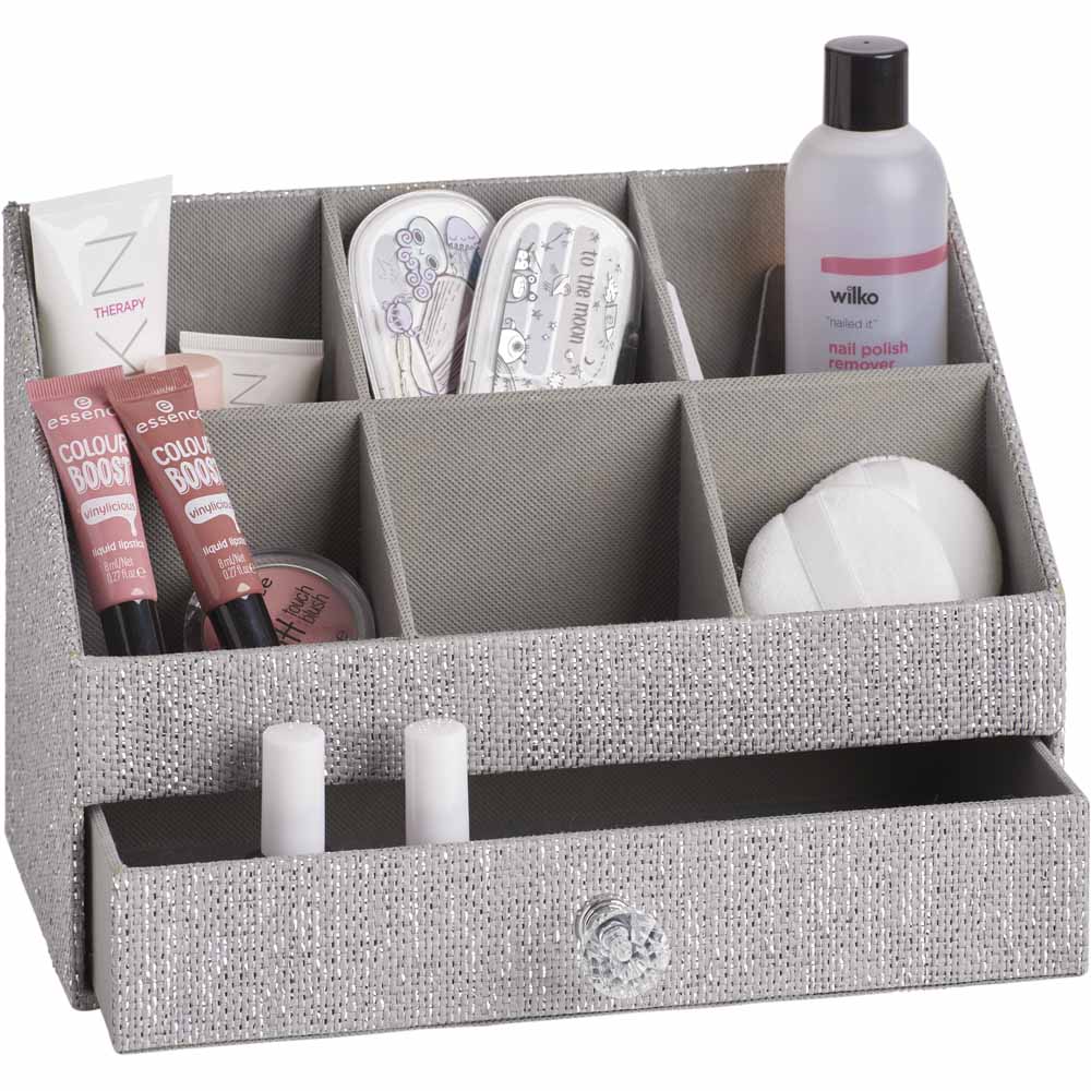 Wilko Silver Glitter Cosmetic Unit | Wilko