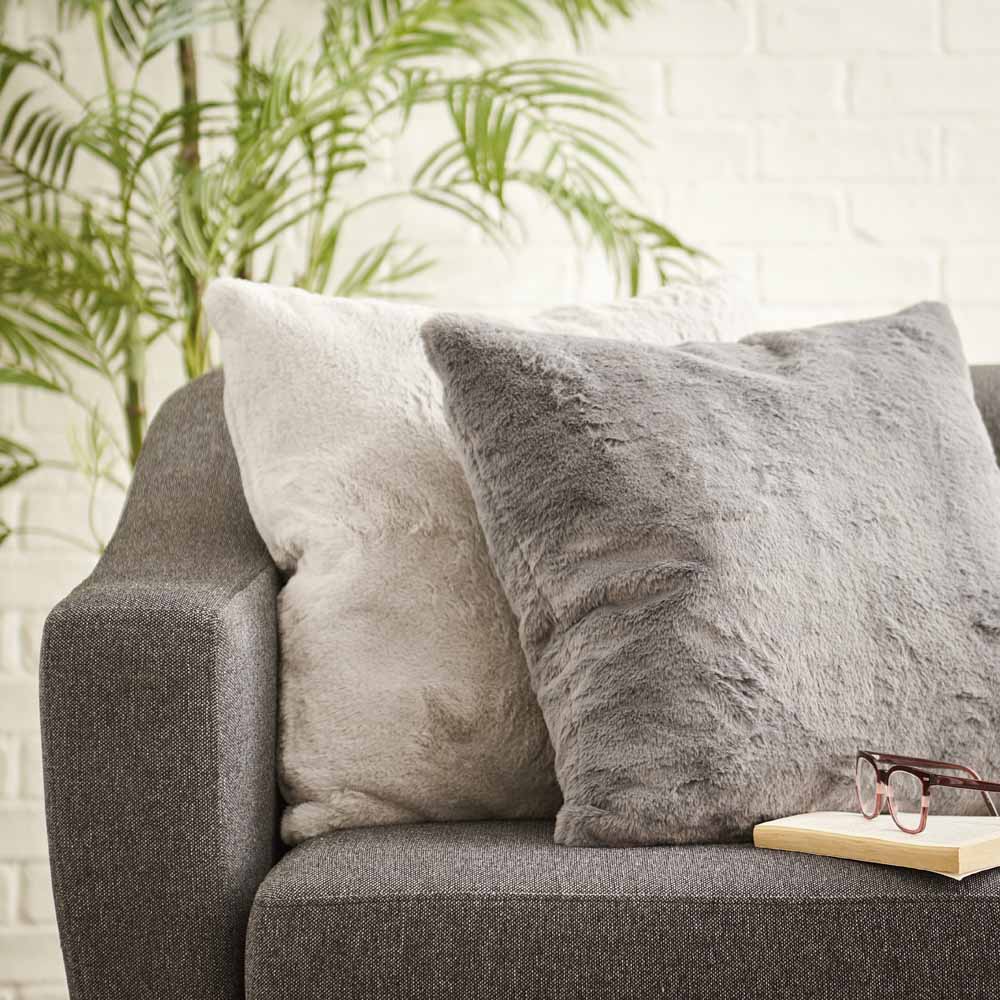 Wilko Grey Faux Fur Cushion 55x55cm Wilko