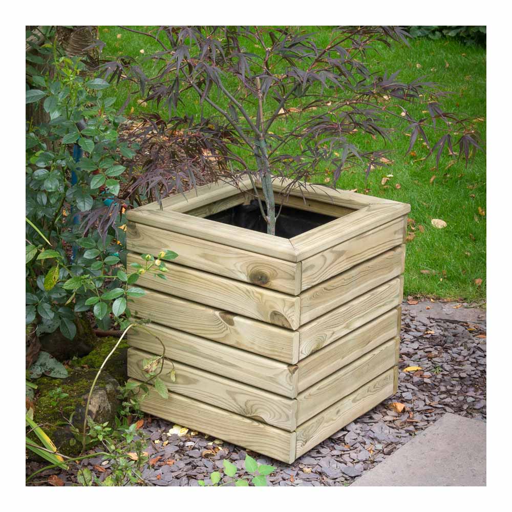Forest Garden Timber Outdoor Square Linear Planter 40cm Image 2